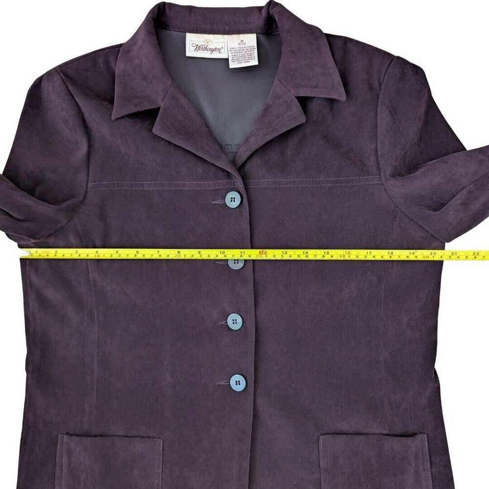 Worthington Burgundy‎ Velvet Velour Button Blazer Jacket Women Size 8P - Picture 8 of 11